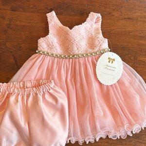 NWT American Princess 3-Layer Pink Formal Dress with Diaper Cover, 18 Months